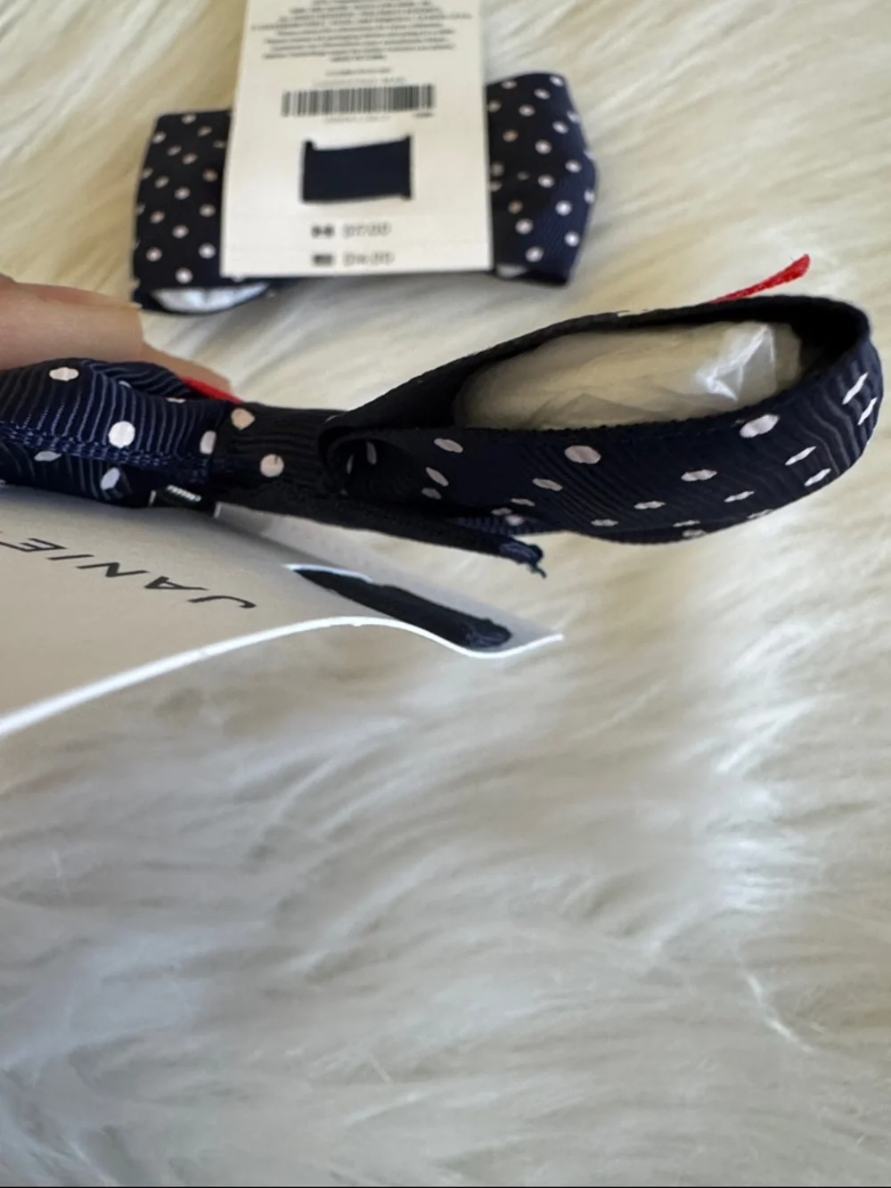 Janie & Jack Navy Red White Patterned Socks with 2 Navy Polka-Dot Bow Hair Clips